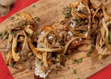 Whipped Goat Cheese & Oyster Mushroom Crostini’s
