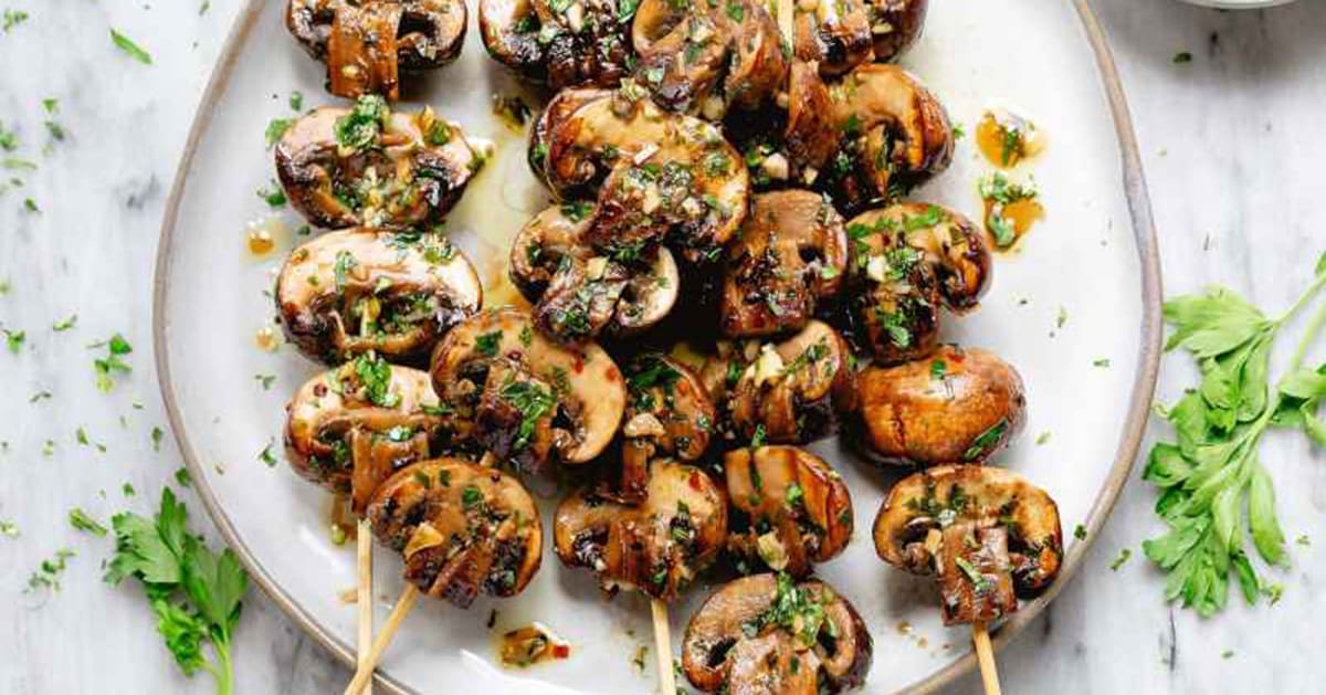 Grilled Garlic Mushroom Skewers Highline Mushrooms